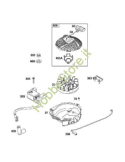J - GRUPPO VOLANO, ACCENSIONE E MOTORINO DI AVVIAMENTO B&S - 09 €¦ 09P602-0124-H1 brand Stihl